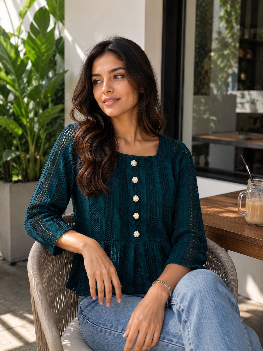 Women’s Crochet Lace Peplum Top