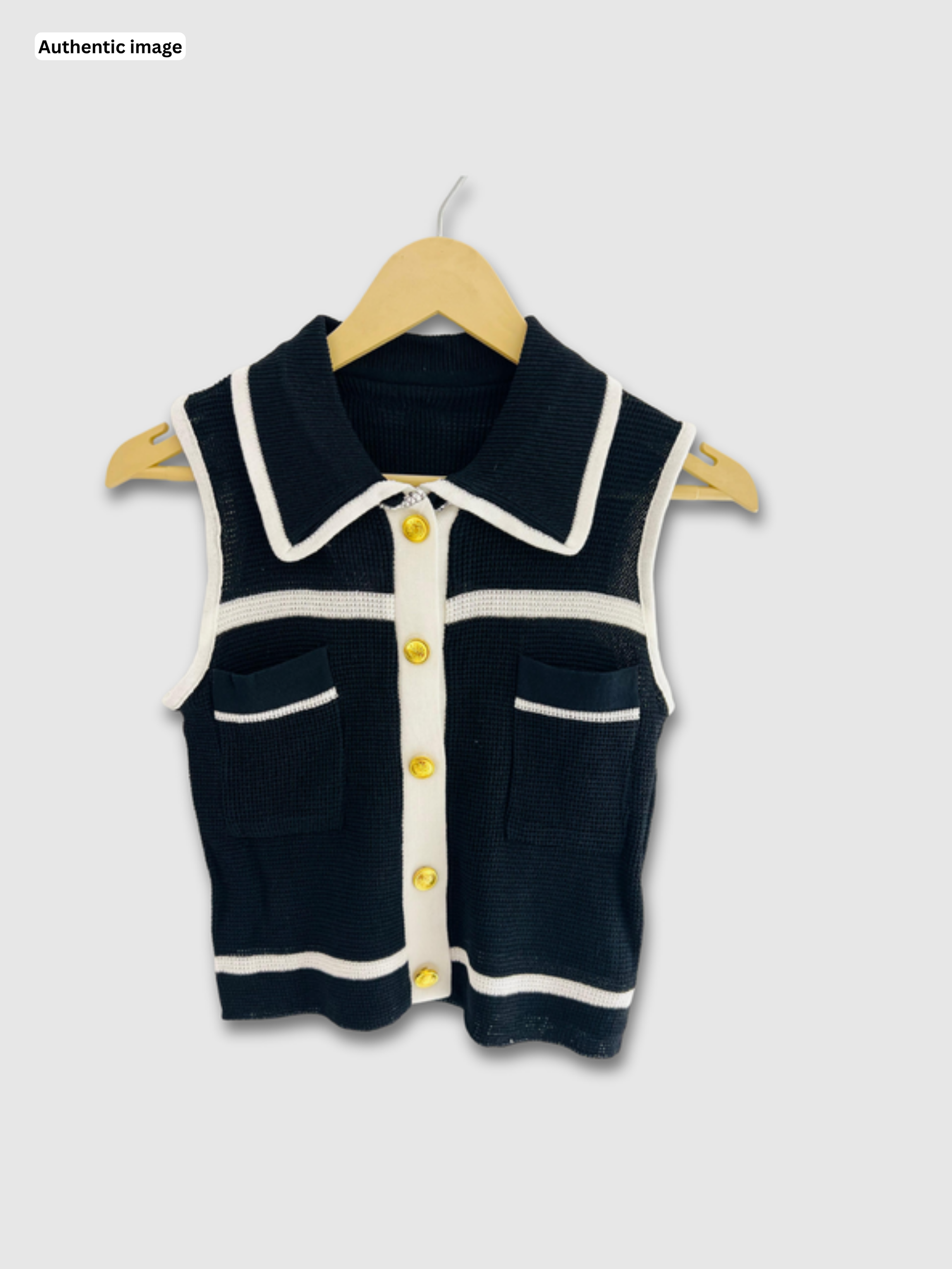 Double pocket kniiting top