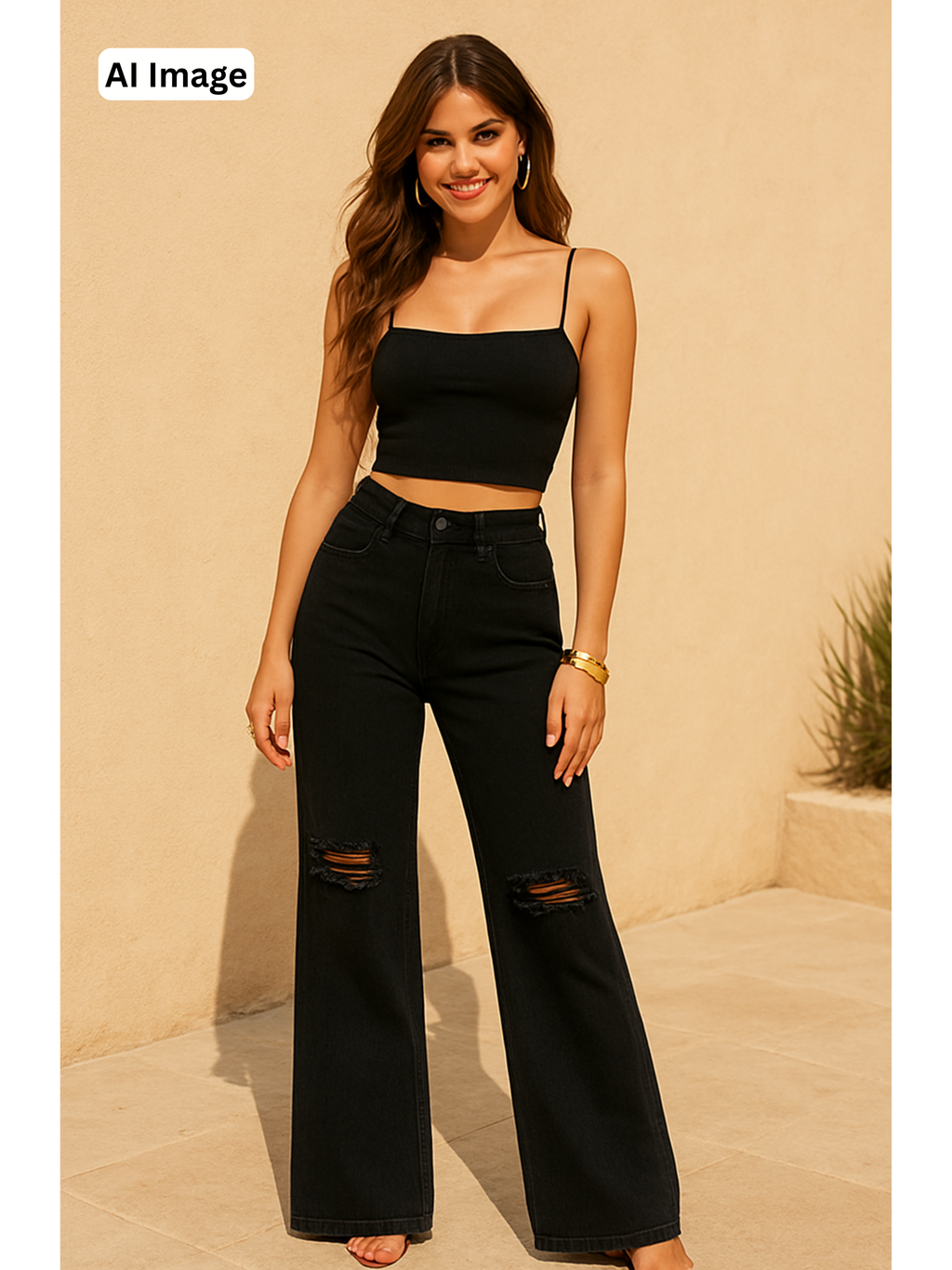 Rugged Wide Leg Jeans for Women