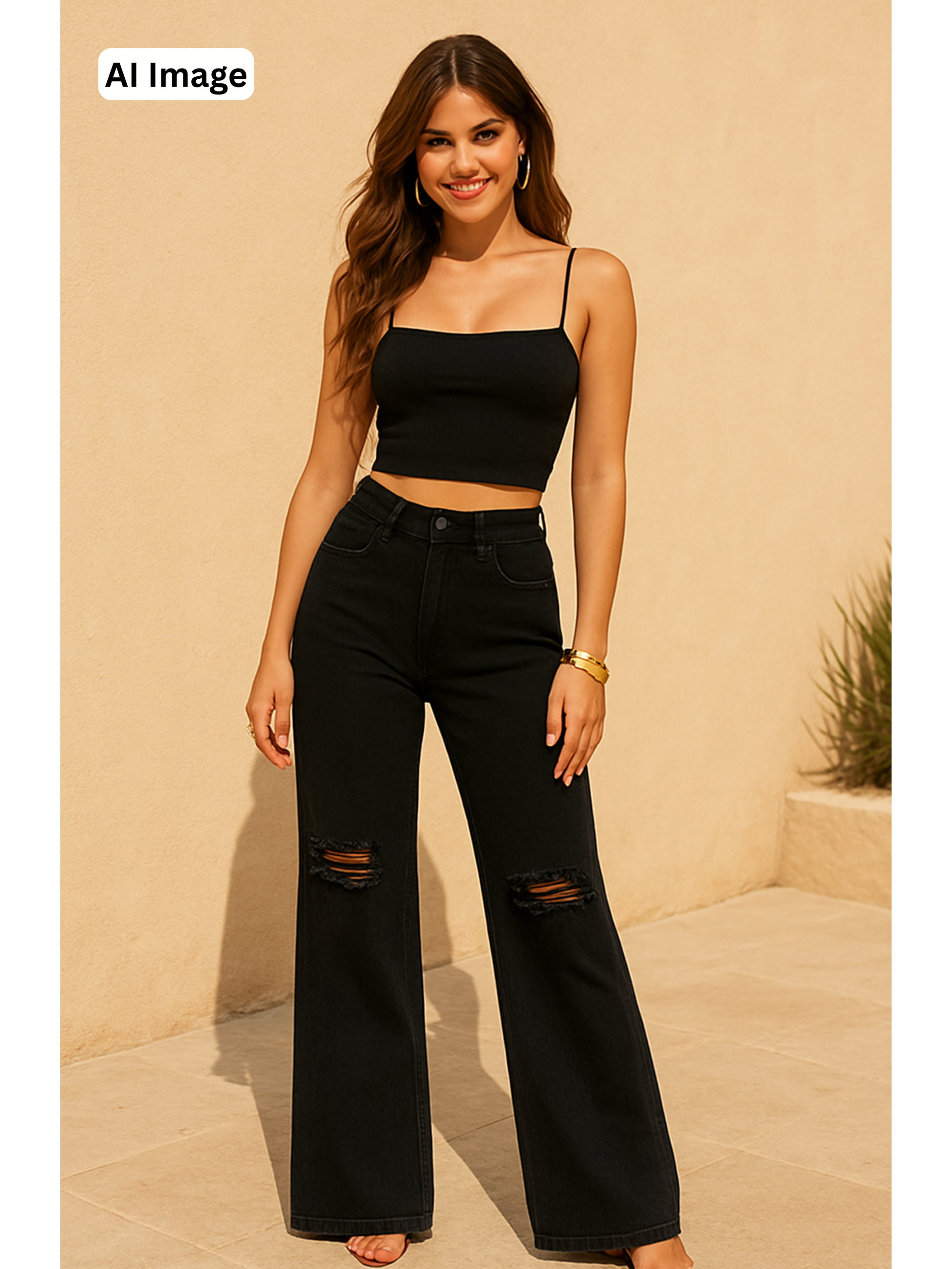 Rugged Wide Leg Jeans for Women