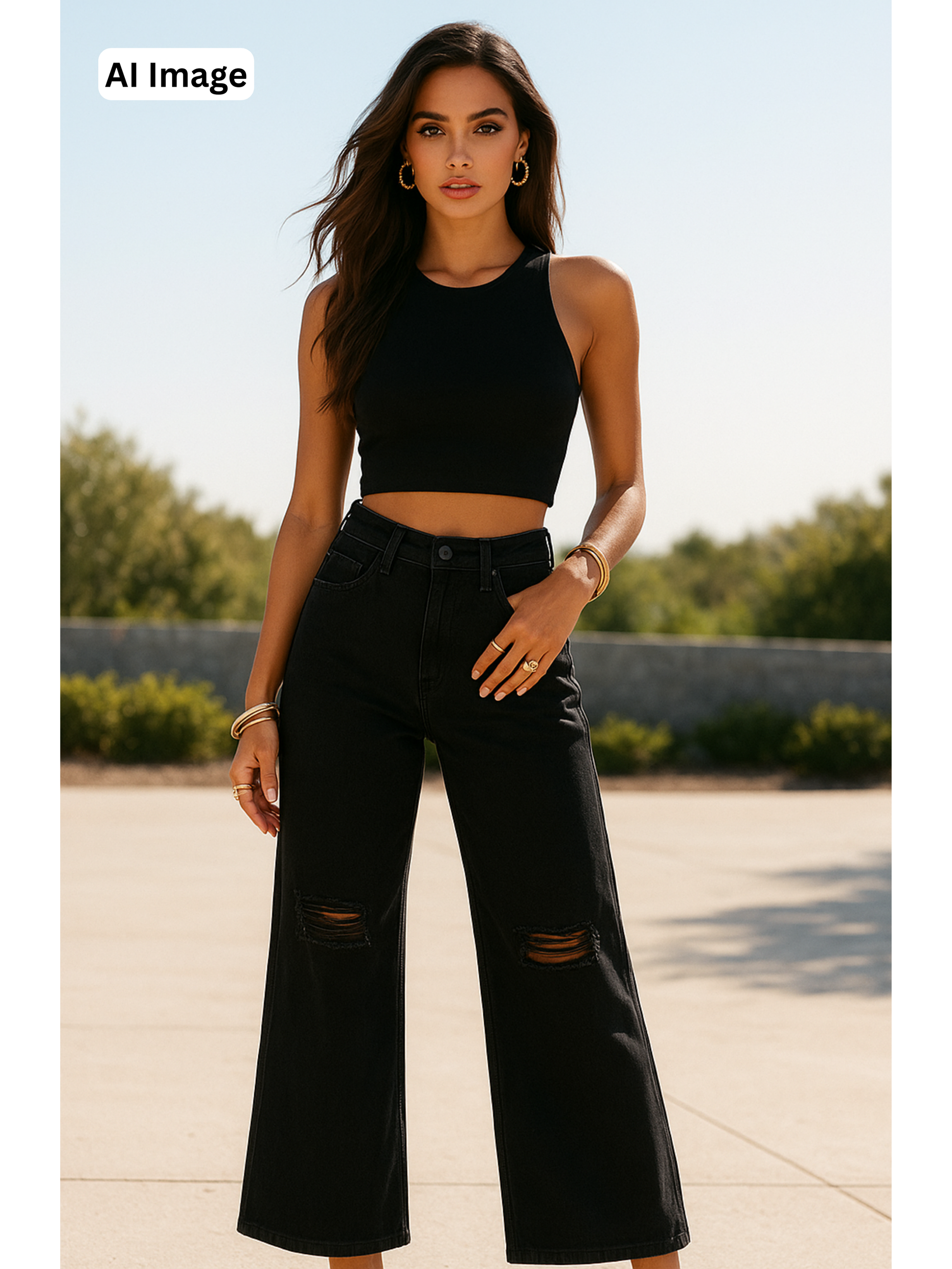 Rugged Wide Leg Jeans for Women