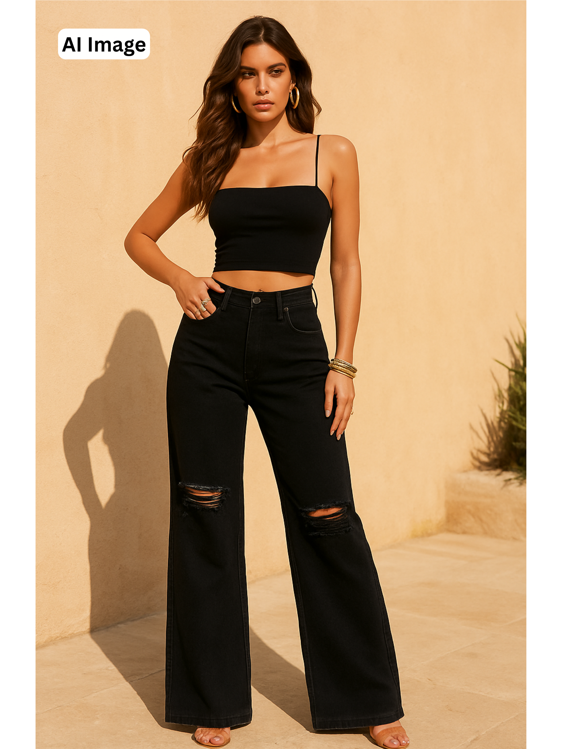 Rugged Wide Leg Jeans for Women