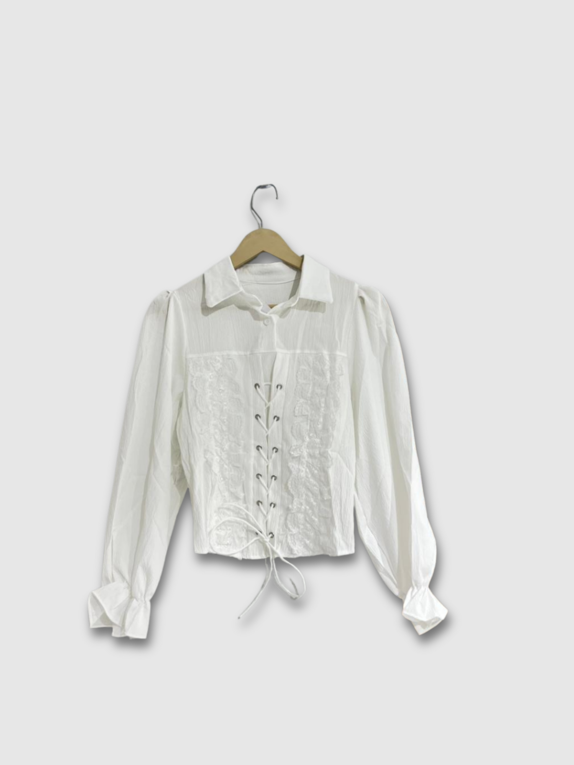 Floral Jacquard Lace-Up Front Top for Women – Free Size | LeelaStore