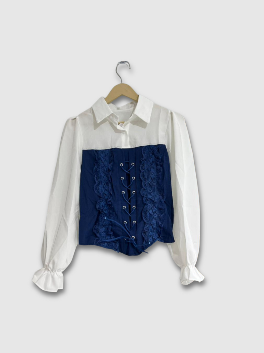 Floral Jacquard Lace-Up Front Top for Women – Free Size | LeelaStore
