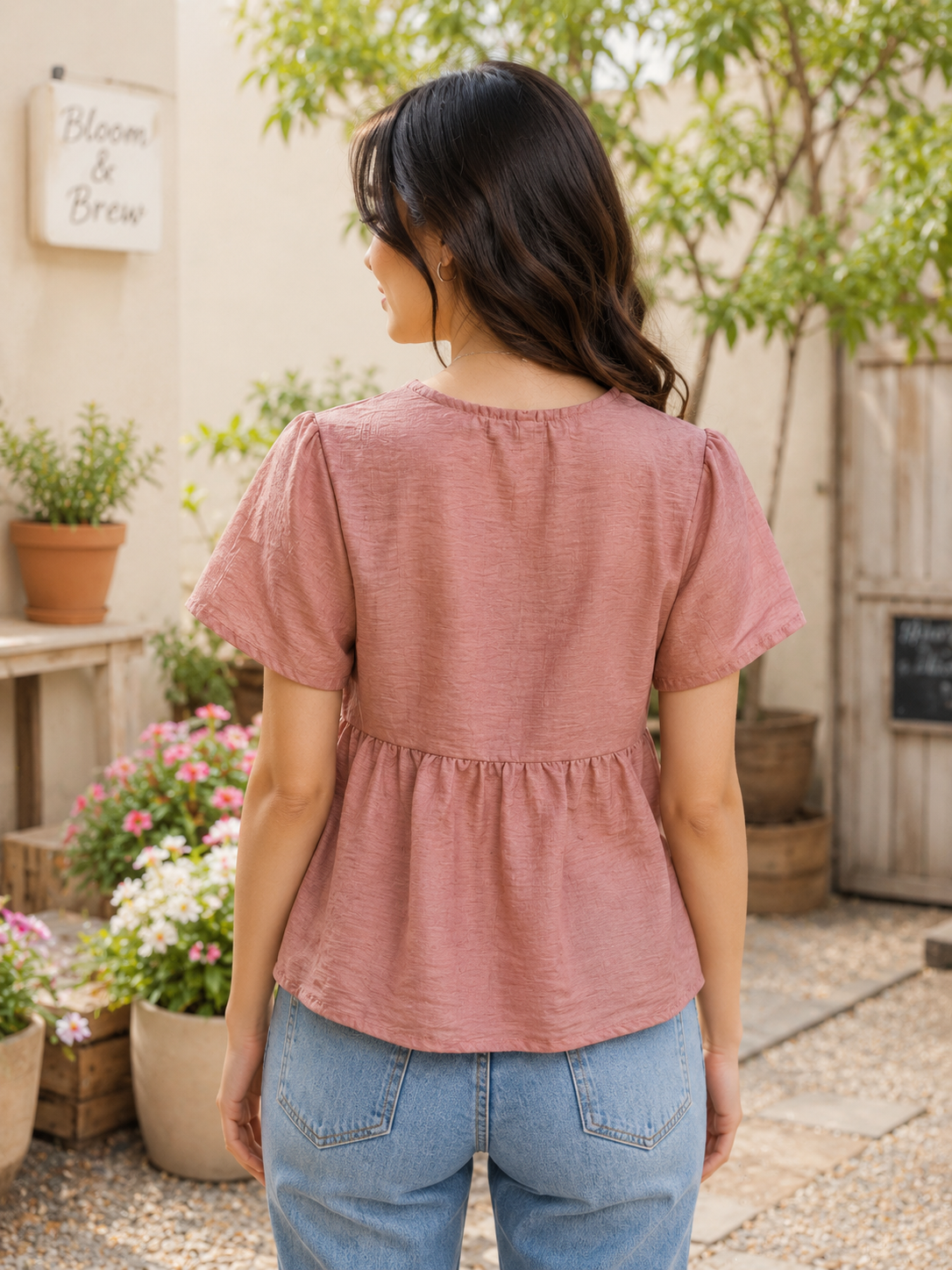 Embroidered Peplum Top