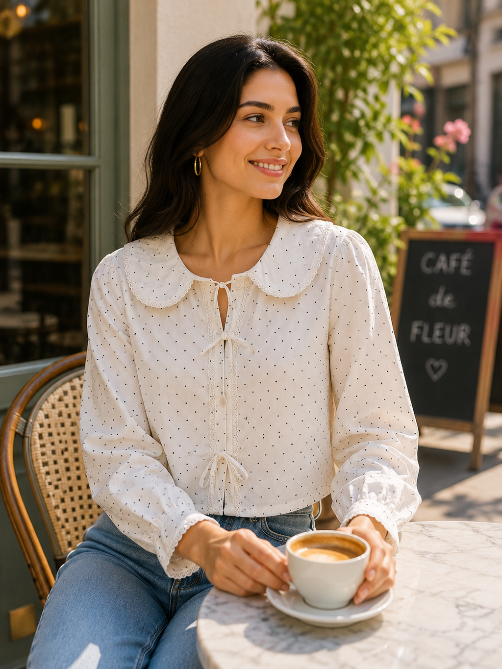 polka dotted korean shirt