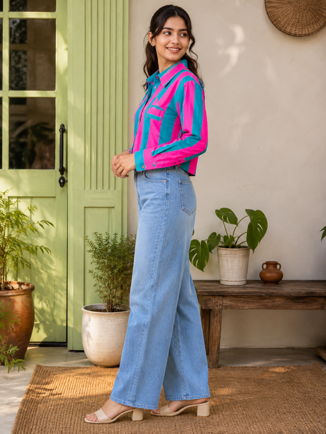 Multi  color Crop shirt