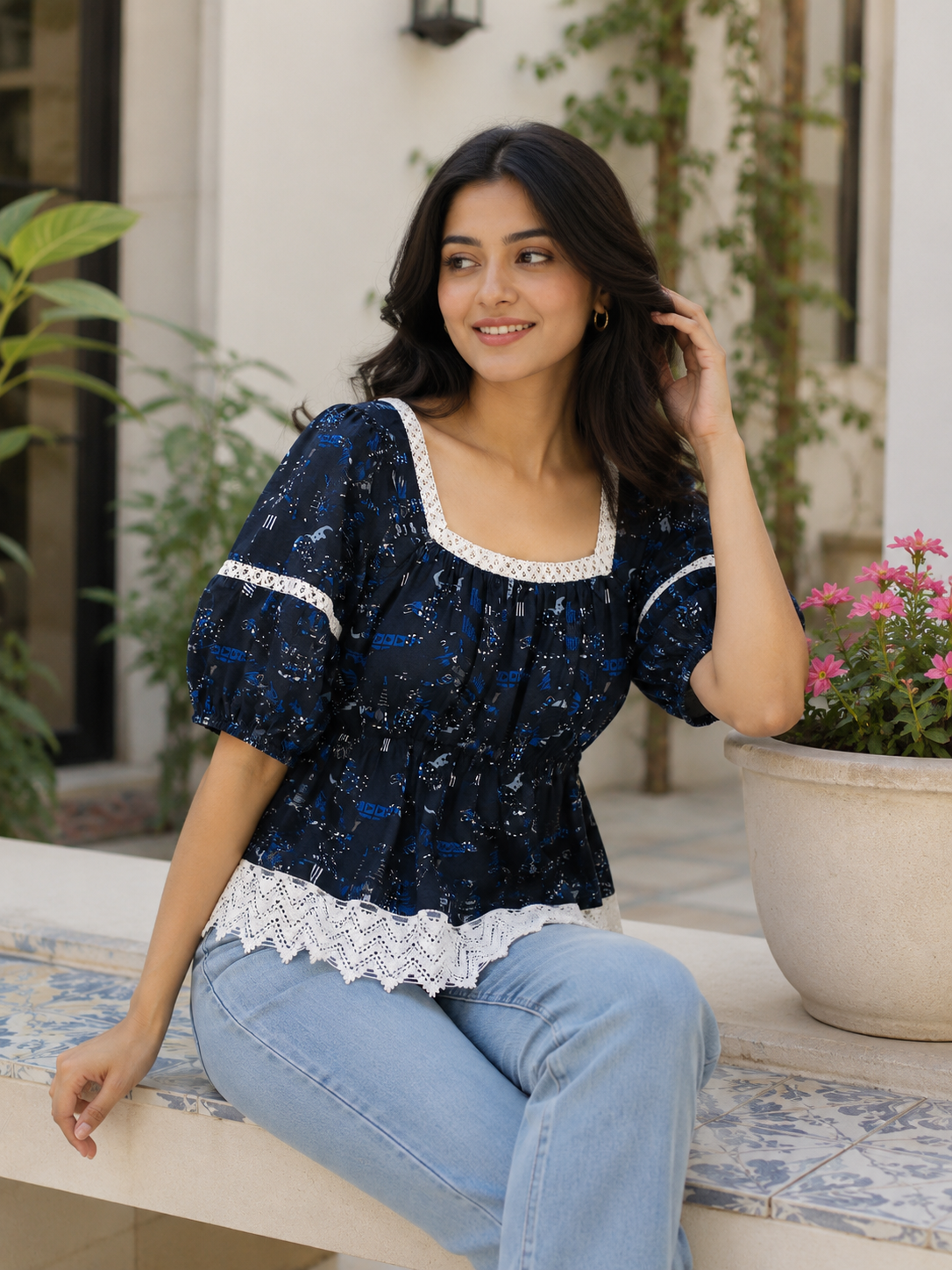 Printed Peplum Top