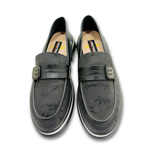 Black Floral Print Solid Loafer Casual