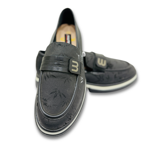 Black Floral Print Solid Loafer Casual