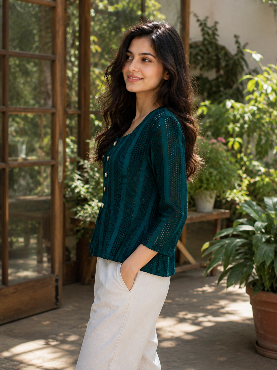 Women’s Crochet Lace Peplum Top