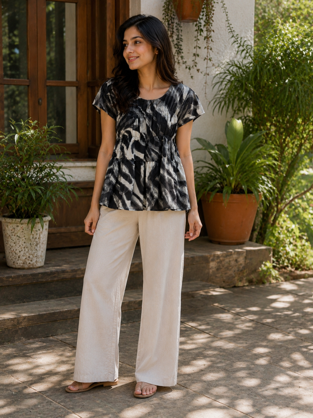 Women’s casual printed peplum top