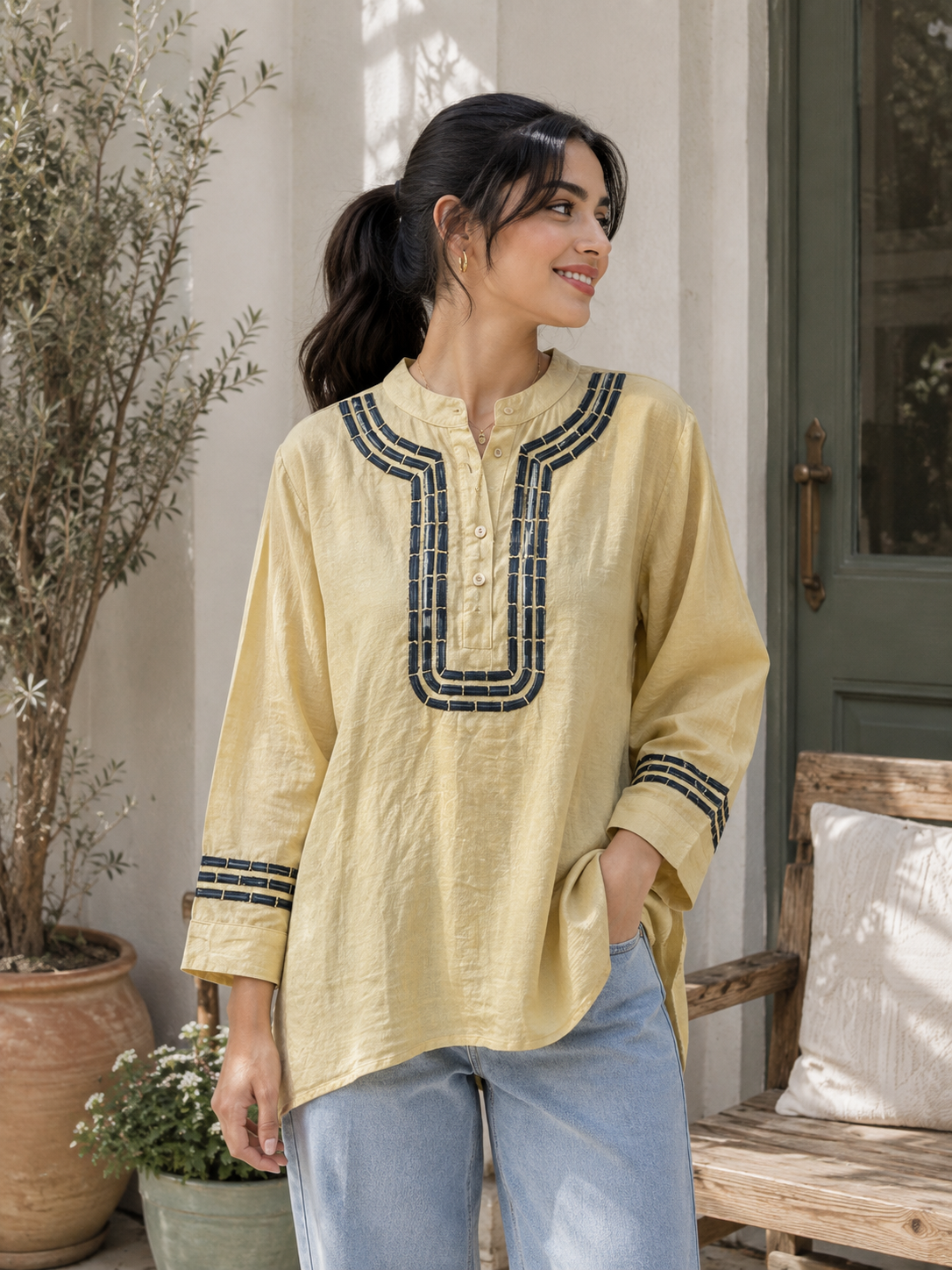 Women’s Embroidered Straight-Fit Kurti