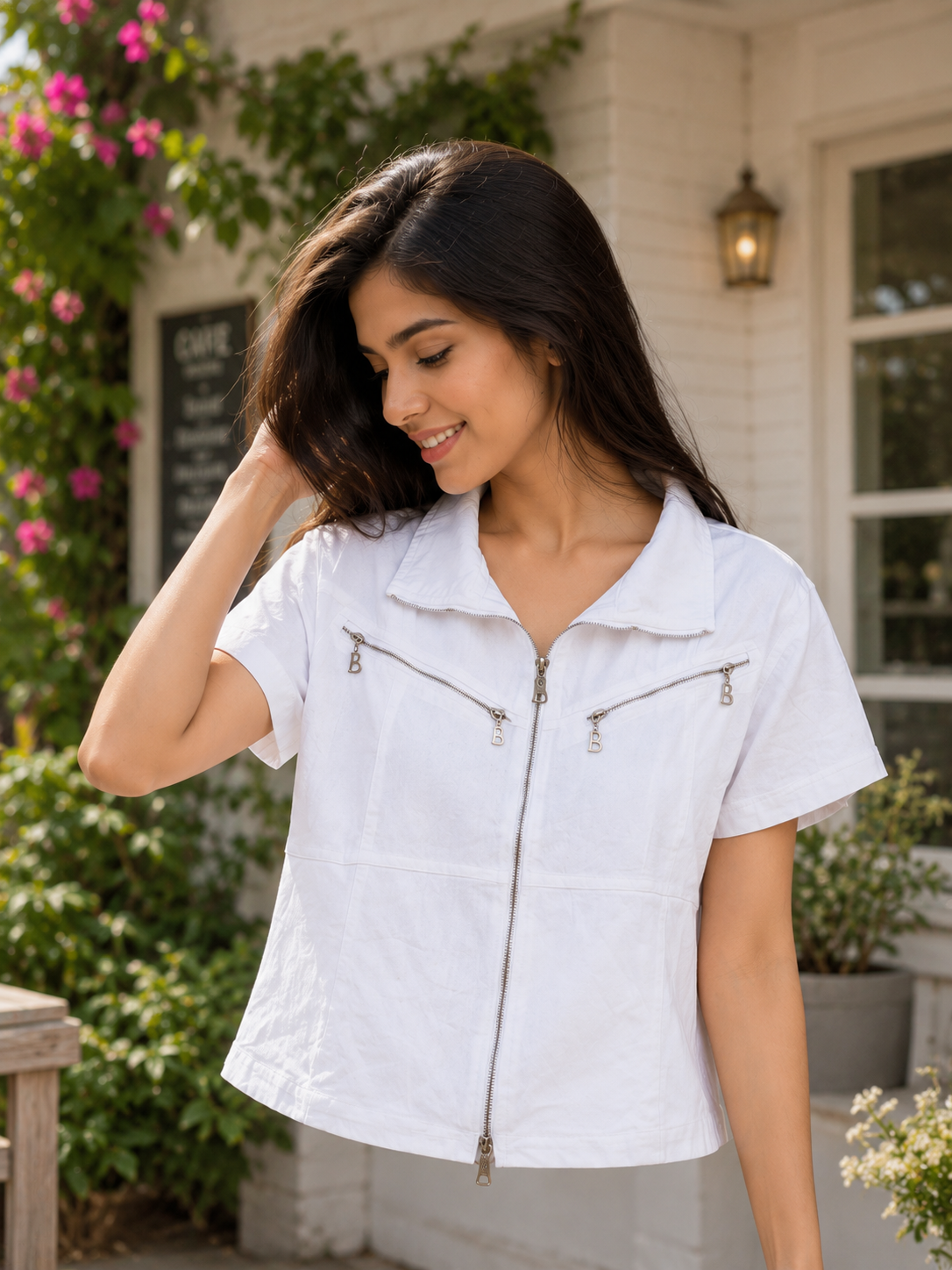 Half sleeves Triple  zipper shirt