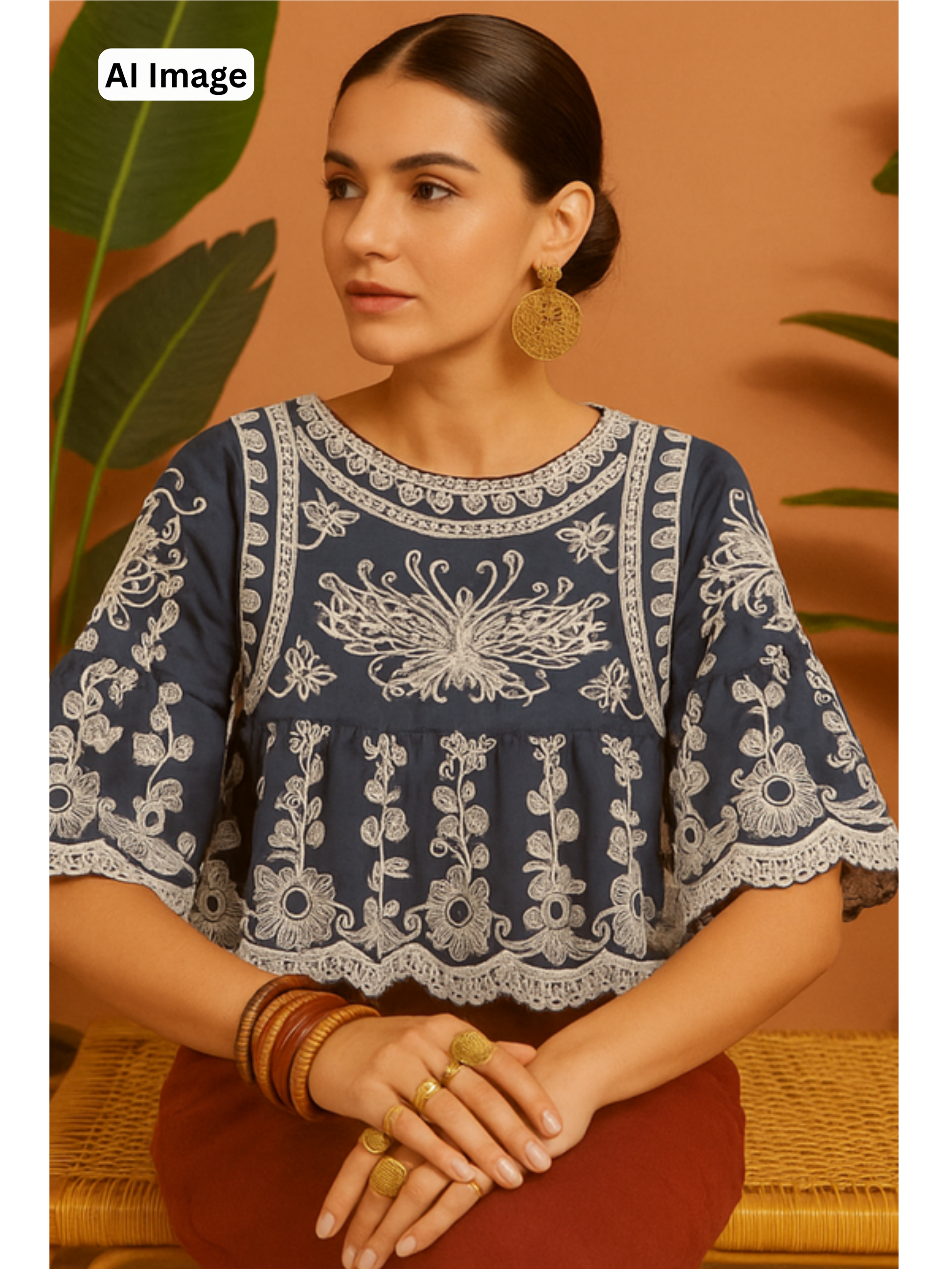 Embroidered Frok Top