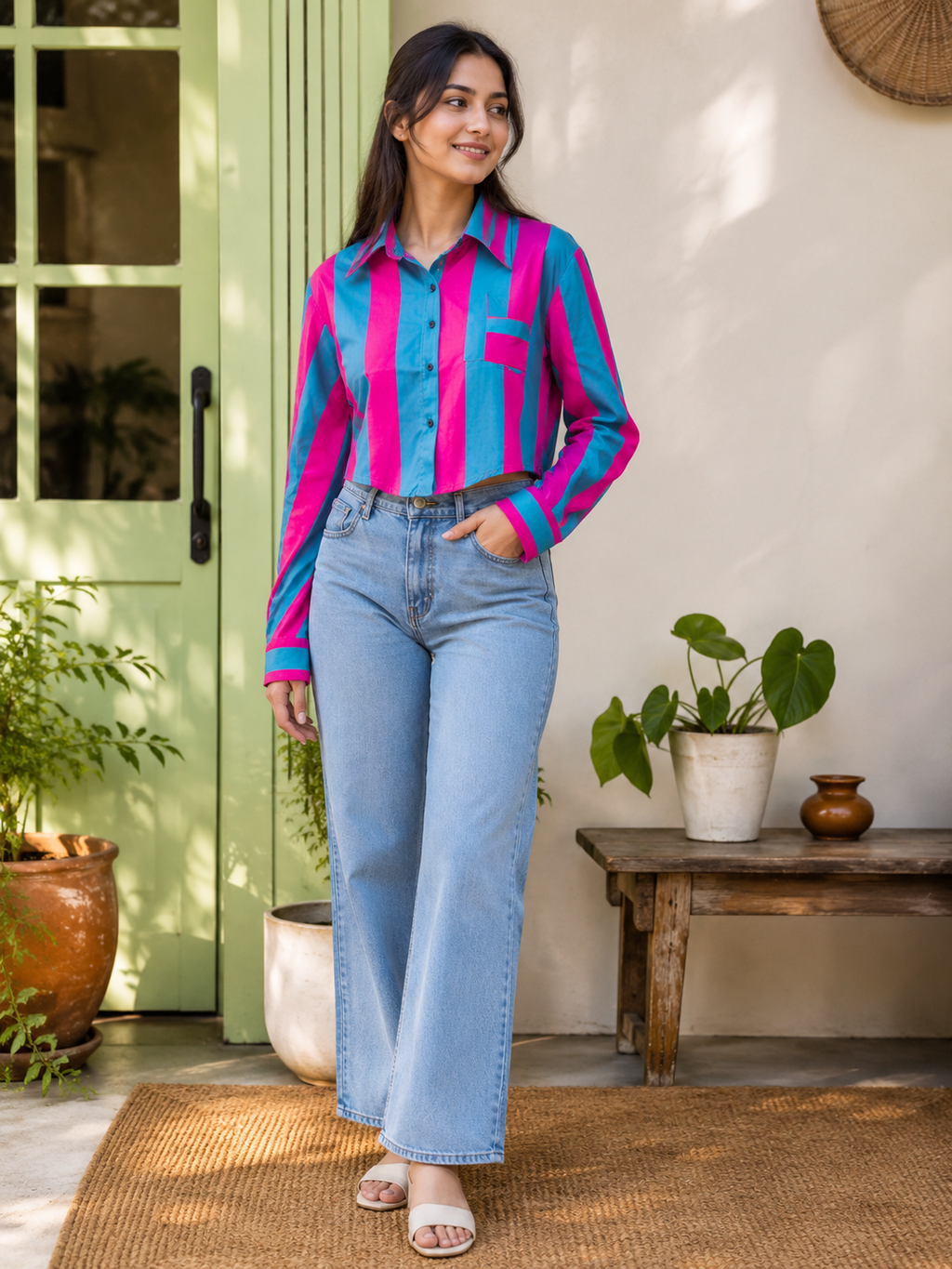 Multi  color Crop shirt