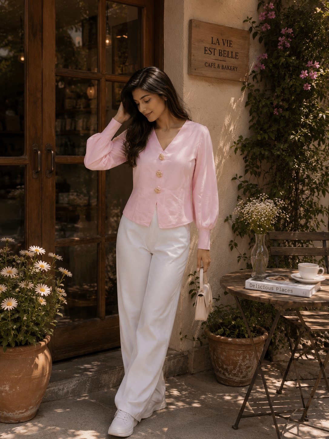 Kneeting full sleeves  v neck top