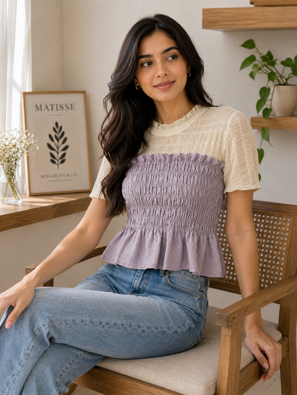 Smocked Peplum Top