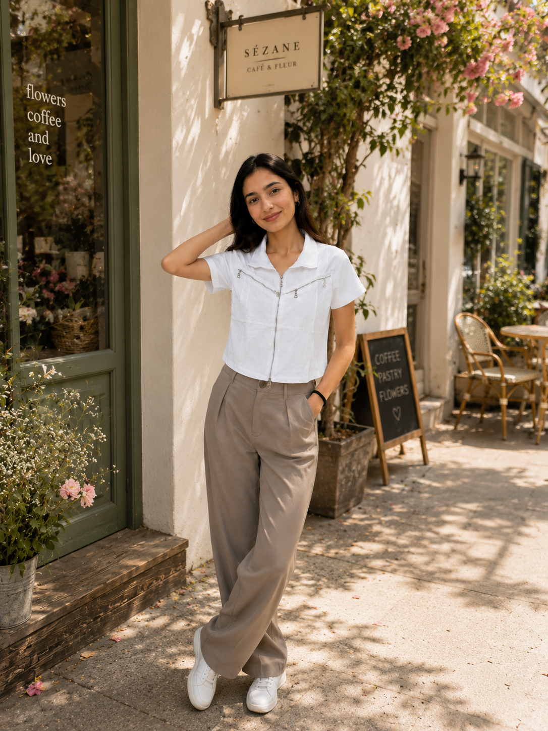 Half sleeves Triple  zipper shirt
