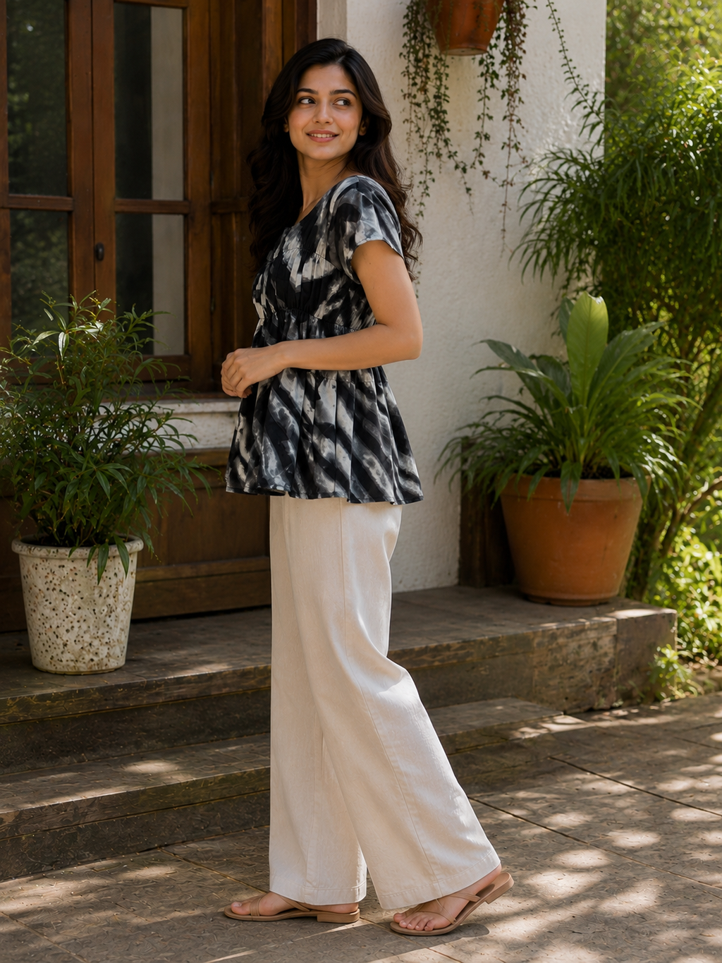 Women’s casual printed peplum top