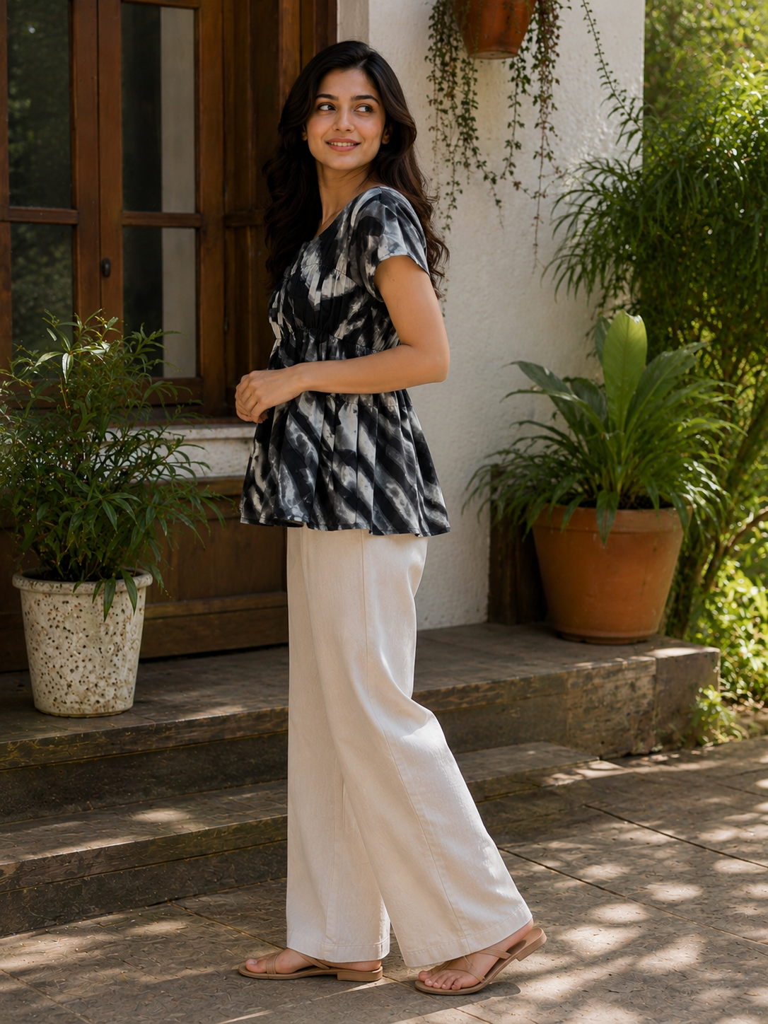 Women’s casual printed peplum top