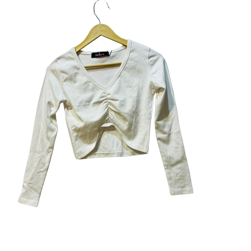 Stylish Ribbed V-Neck Full Sleeve