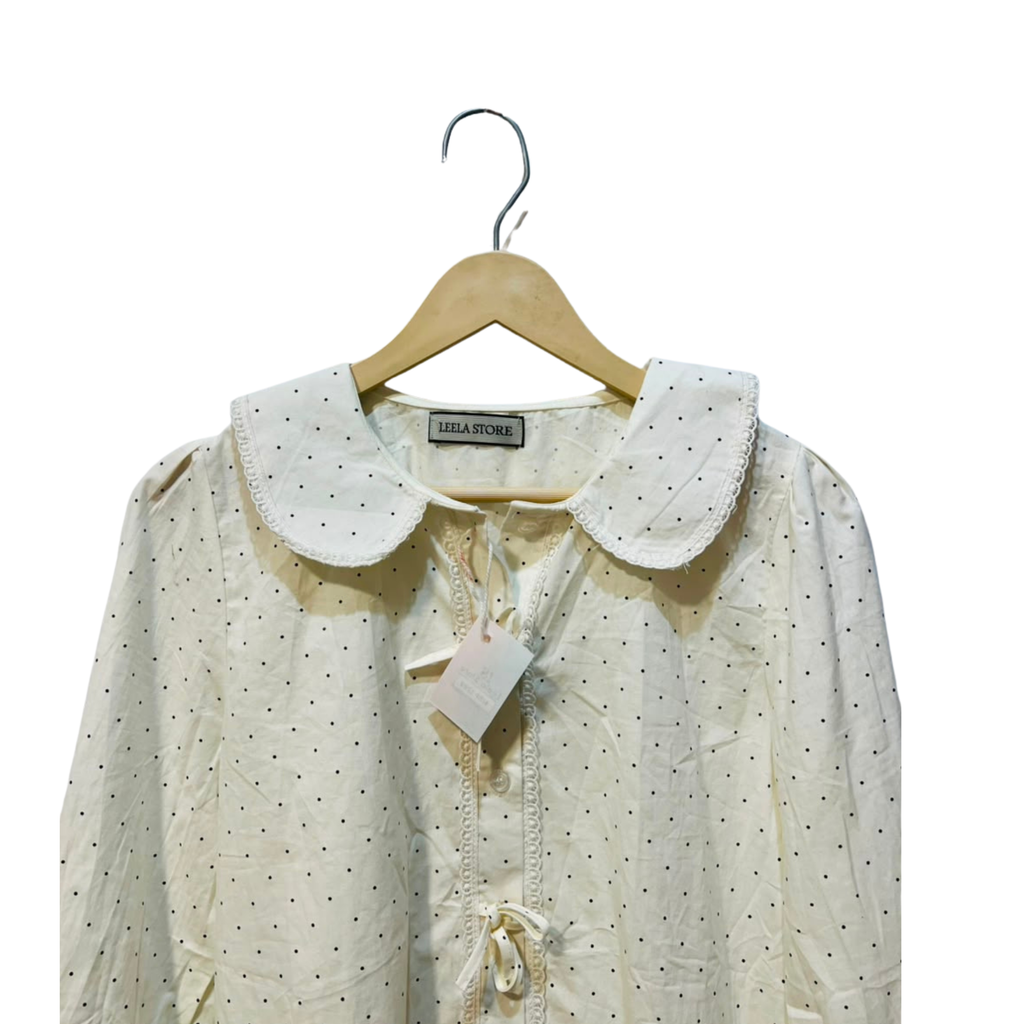 polka dotted korean shirt