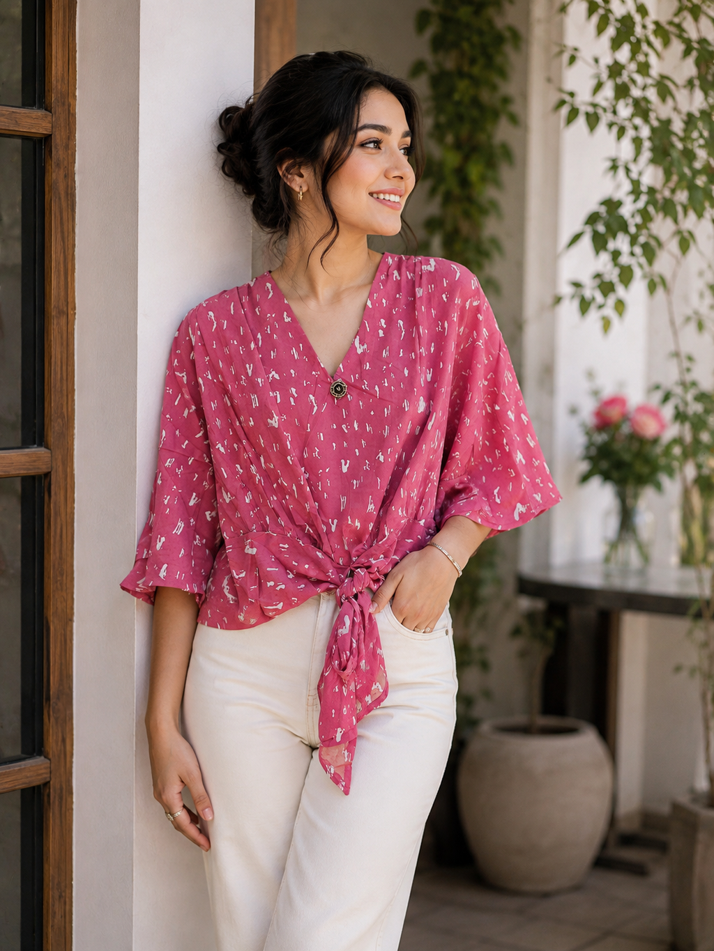 Pink knot style Top