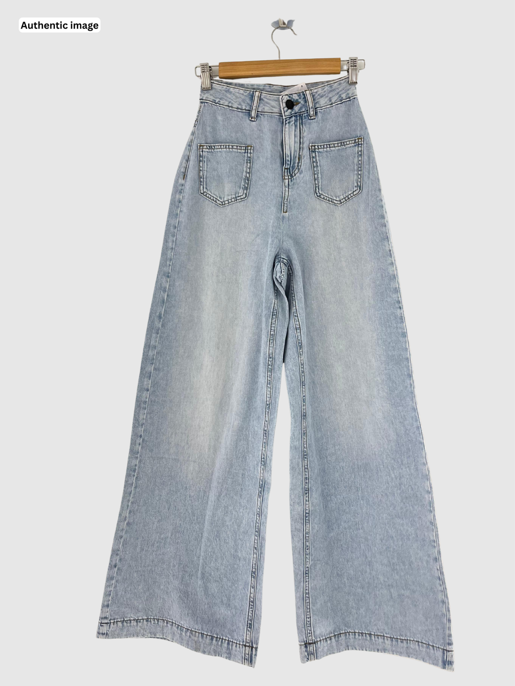 Wide Leg Jeans with Front Pockets for Women