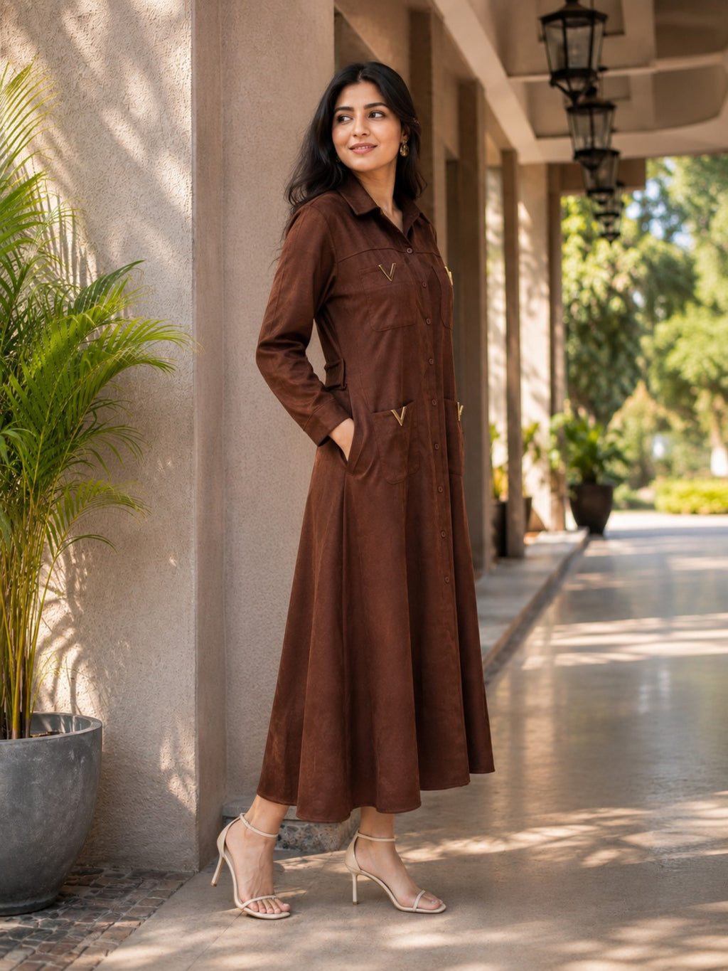 Brown Full Sleeves dress