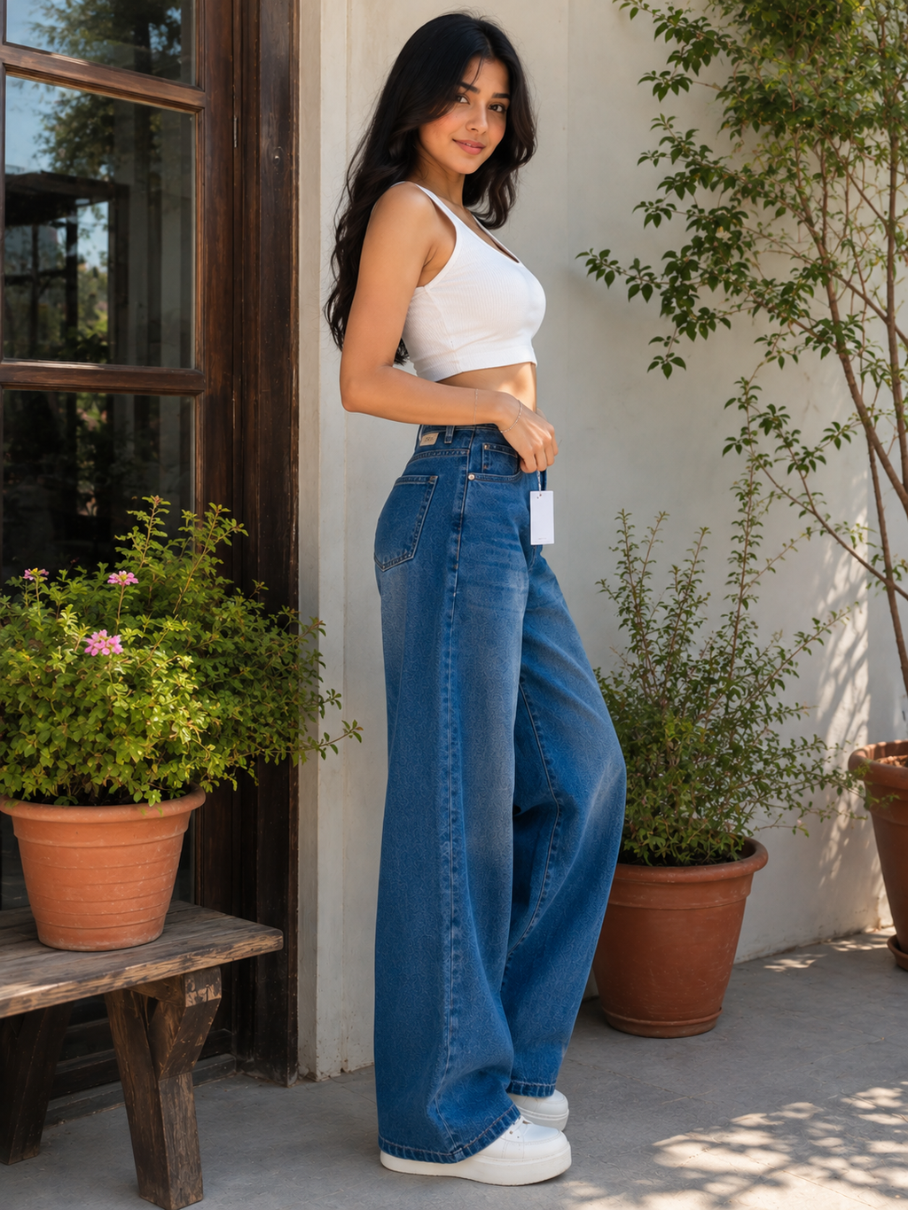 Women's High-Rise Wide Leg Light Blue Denim Jeans