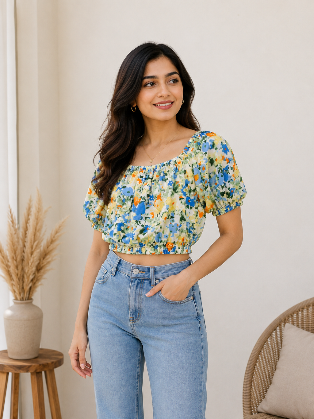 Women's Floral Printed Crop Top