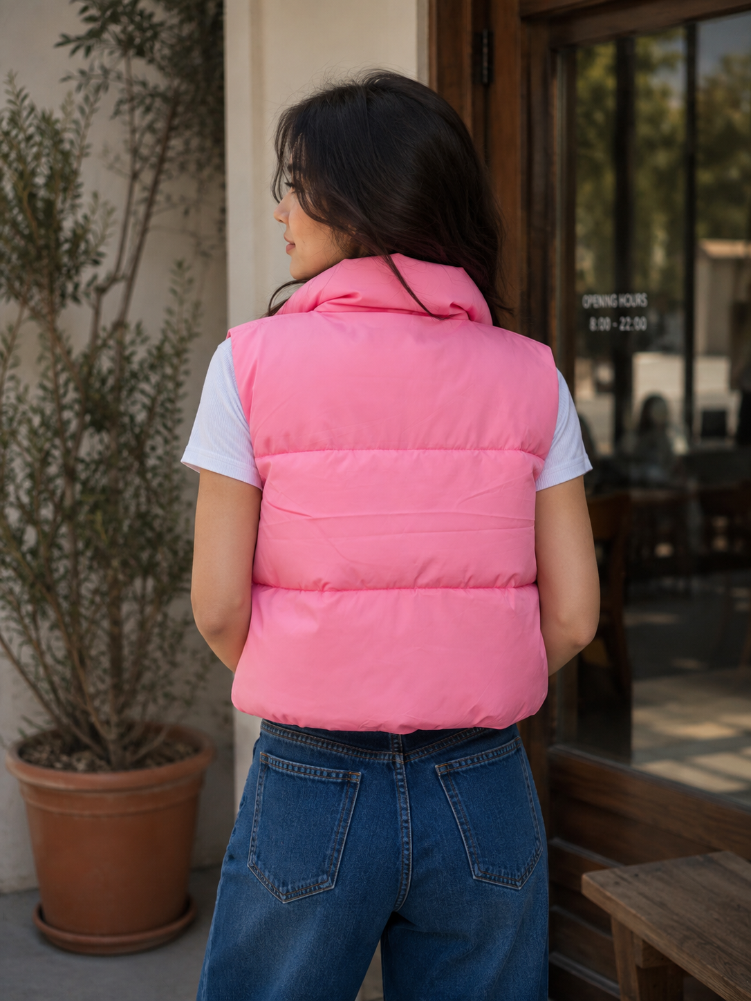 Women's Sleeveless Puffer Jacket – Lime Green