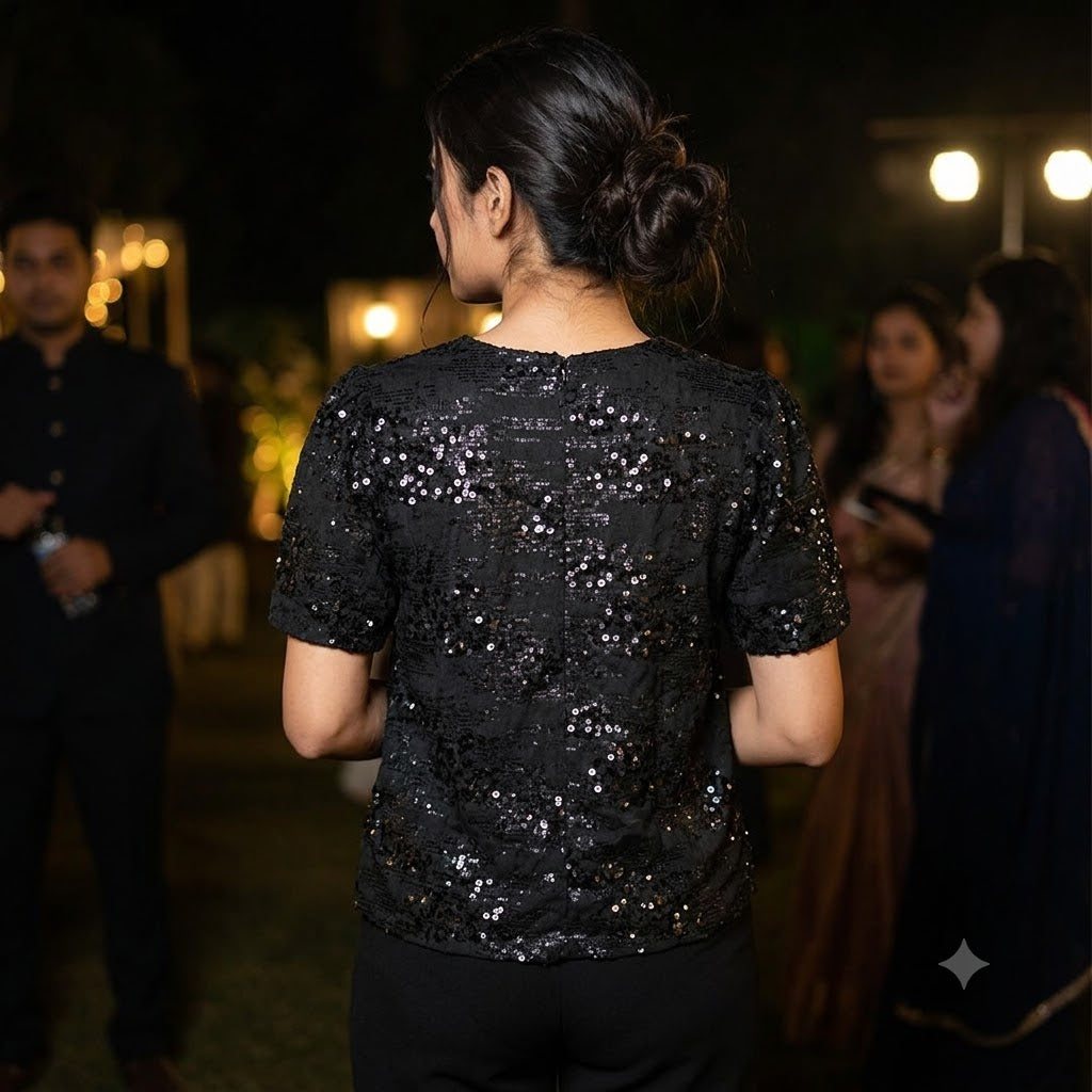 Embellished Sequined Regular Top