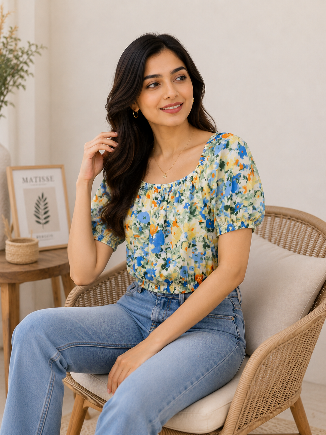 Women's Floral Printed Crop Top
