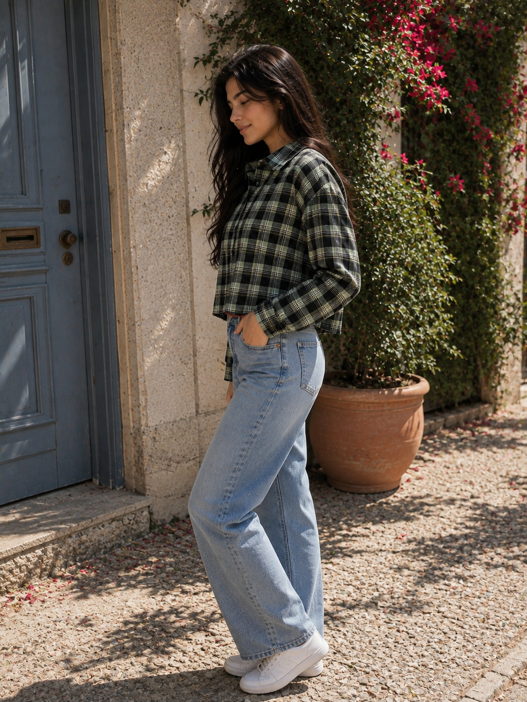 Women's Checked Crop Shirt