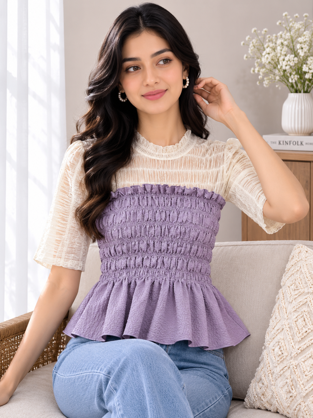 Smocked Peplum Top