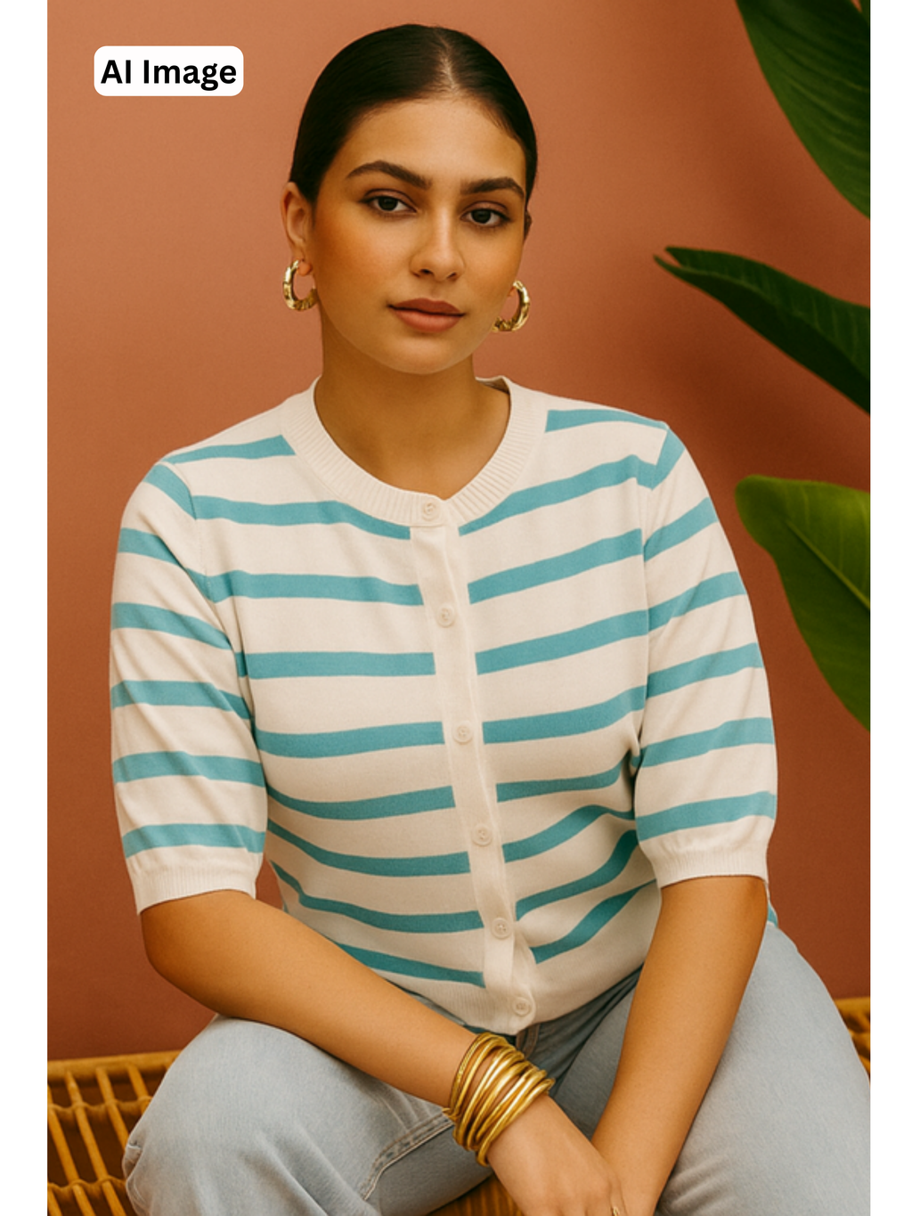 Striped Top Button