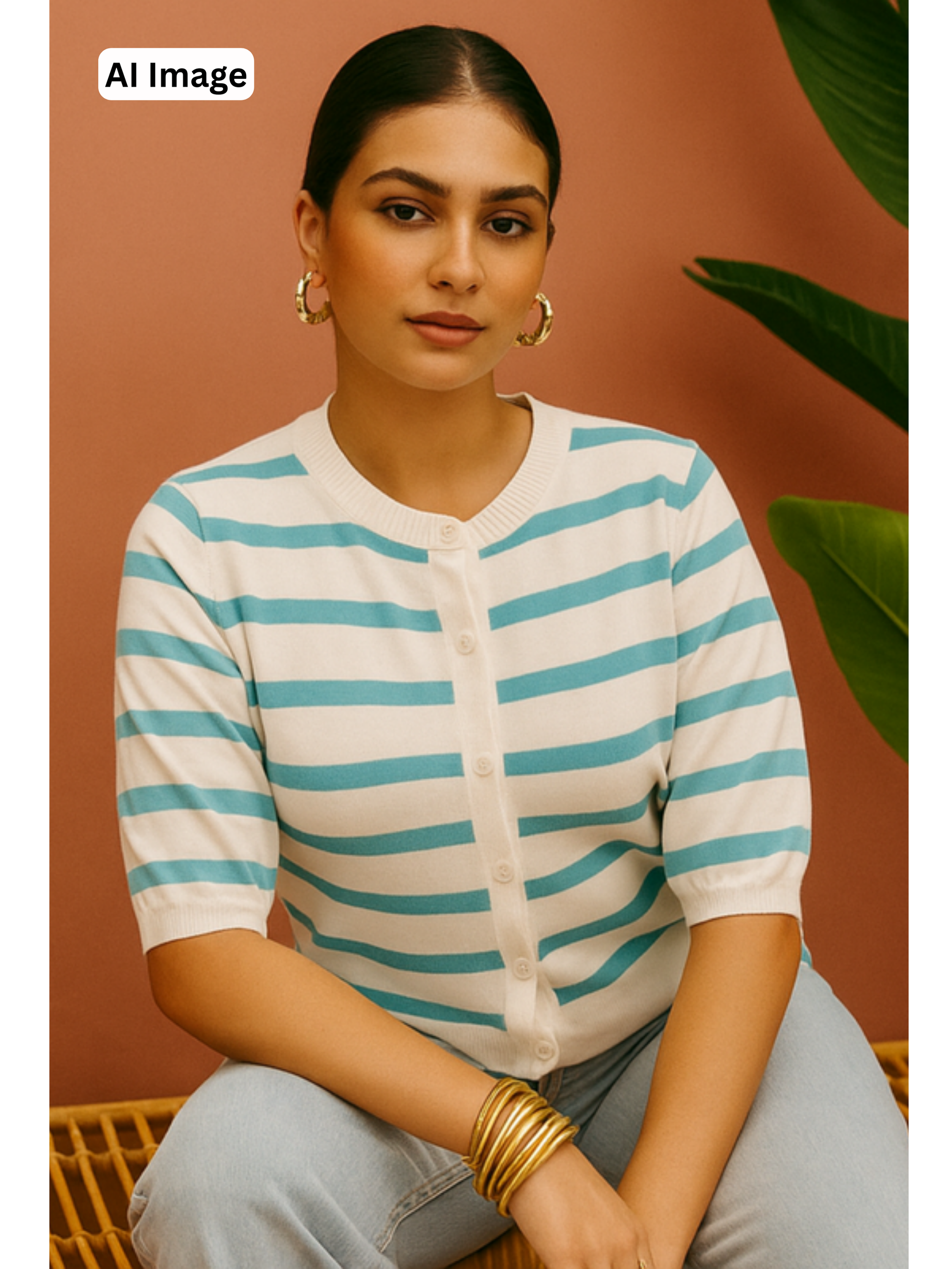 Striped Top Button