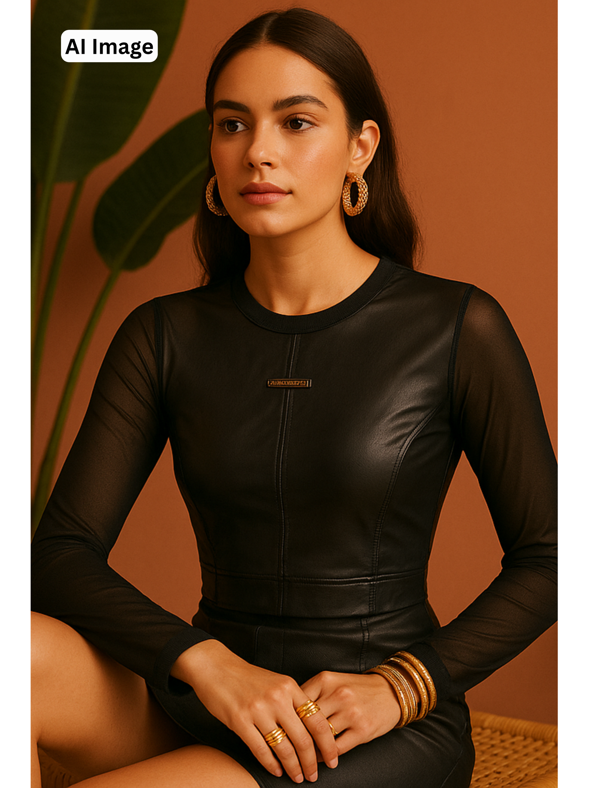 Leather Net Top